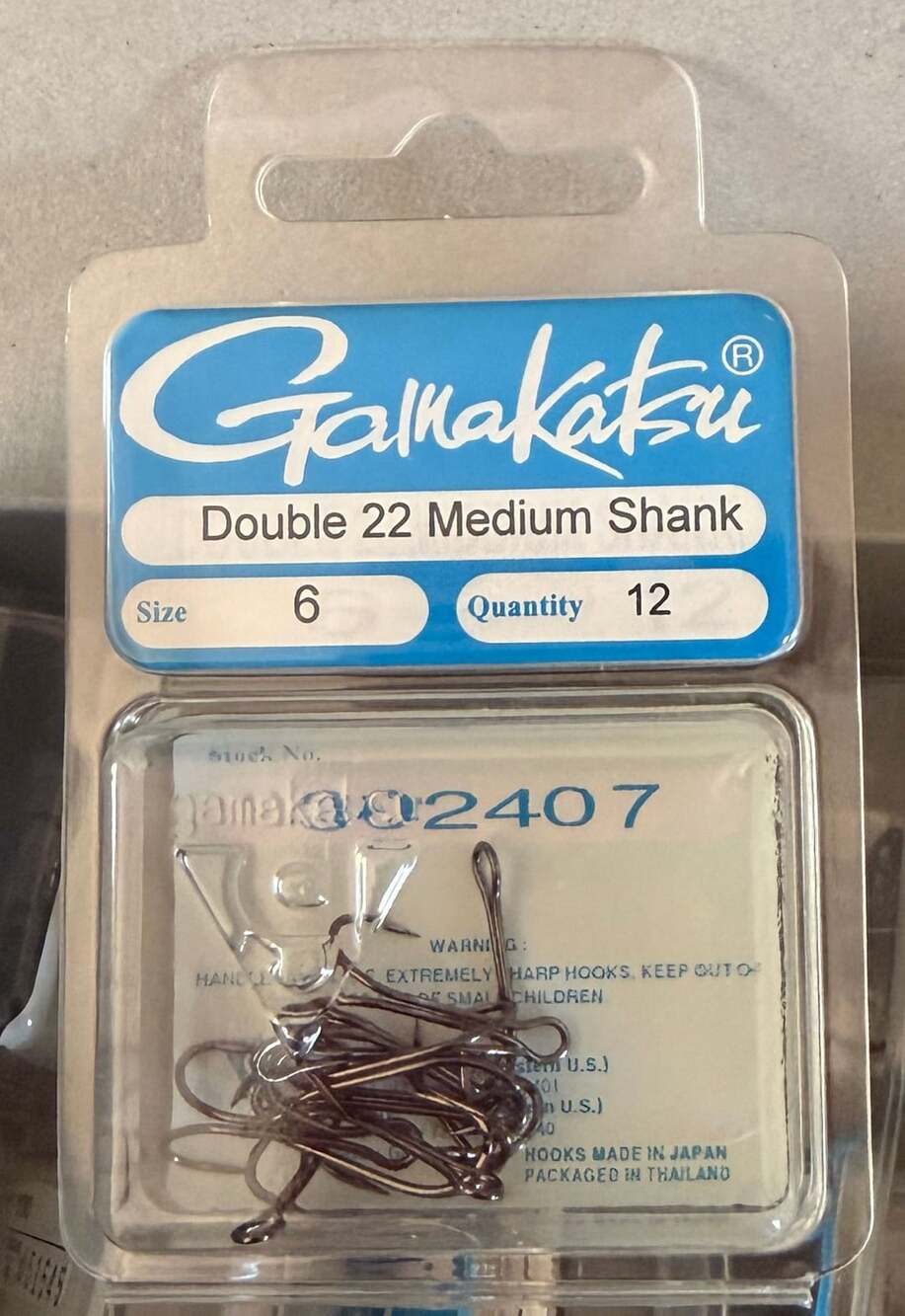 Gamakatsu Double 22 Medium Shank Size 6 Fishing Hooks